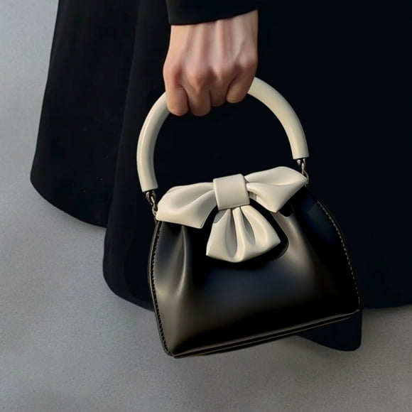 Dadatutu Women'S Bow Purse Small Pu Leather Handbag with Top Carry Handle and Cute Bow Knot, 7.8X7.8X2.7Inch