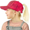 C.C Kids 2-7 Ponytail Messy Buns Ponycaps Baseball Visor Cap Hat Glitter Hot Pink