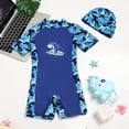thumbnail image 2 of Gubotare Swimsuit Girls Toddler Girls Long Sleeve Rash Guard One Piece Swimsuit Kids 1T 2T (Blue,1-2 Years), 2 of 7