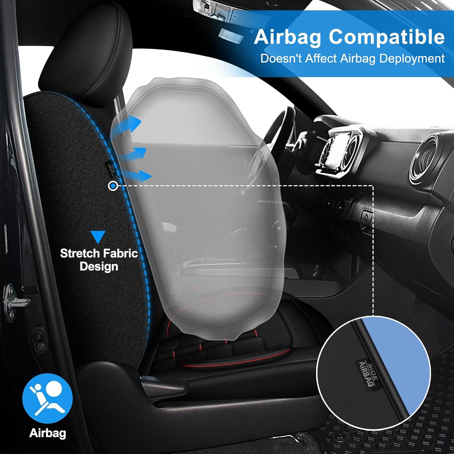 DIKSOAKR Seat Covers Full Set Car Seat Covers Fit for Toyota Tacoma 2005-2023 5-Seats Truck Pickup Double/Crew Cab SR SR5 TRD Sport TRD Off-Road PreRunner Trims