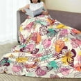 thumbnail image 6 of Honeii Butterflies and Roses Print Fleece Blanket - Throw Blanket for Bed, Sofa, Couch, Camping, and Travel , Microplush Ultra Soft Warm Blanket-50"x40", 6 of 7
