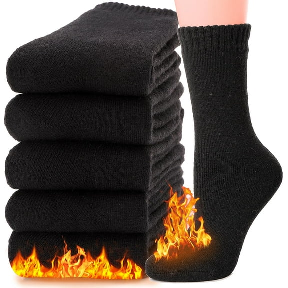 5 Pairs Womens Merino Wool Socks Hiking Warm Winter Thick Thermal Crew Cozy Cabin Ladies Gift Comfy Boot Work Socks