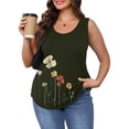thumbnail image 6 of Tiqkatyck Tank Tops for Women Trendy Women's 2025 Chic Round Neck Short Sleeve Shirts 2D Printed Casual Loose Fit Vest Sleeveless Tunic Tops Summer Tops for Women Army Green L, 6 of 7