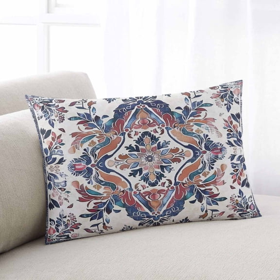 Boho Navy Blue King Size Pillow Cover, Pillowcase Protectors with Zipper, Breathable Decorative Throw Pillow Case Cover, Vintage Southwestern Geometric Art Pillow Shams for Couch Sofa 20x36Inch