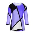 thumbnail image 4 of FRSASU Plus size Women's Stitching Contrast Color Long Sleeve T-shirt Blouse Purple 6(M), 4 of 5