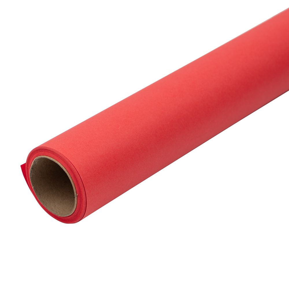 JAM Paper Matte Wrapping Paper, 26.3 Sq ft, Matte Red, Roll 1 Pack