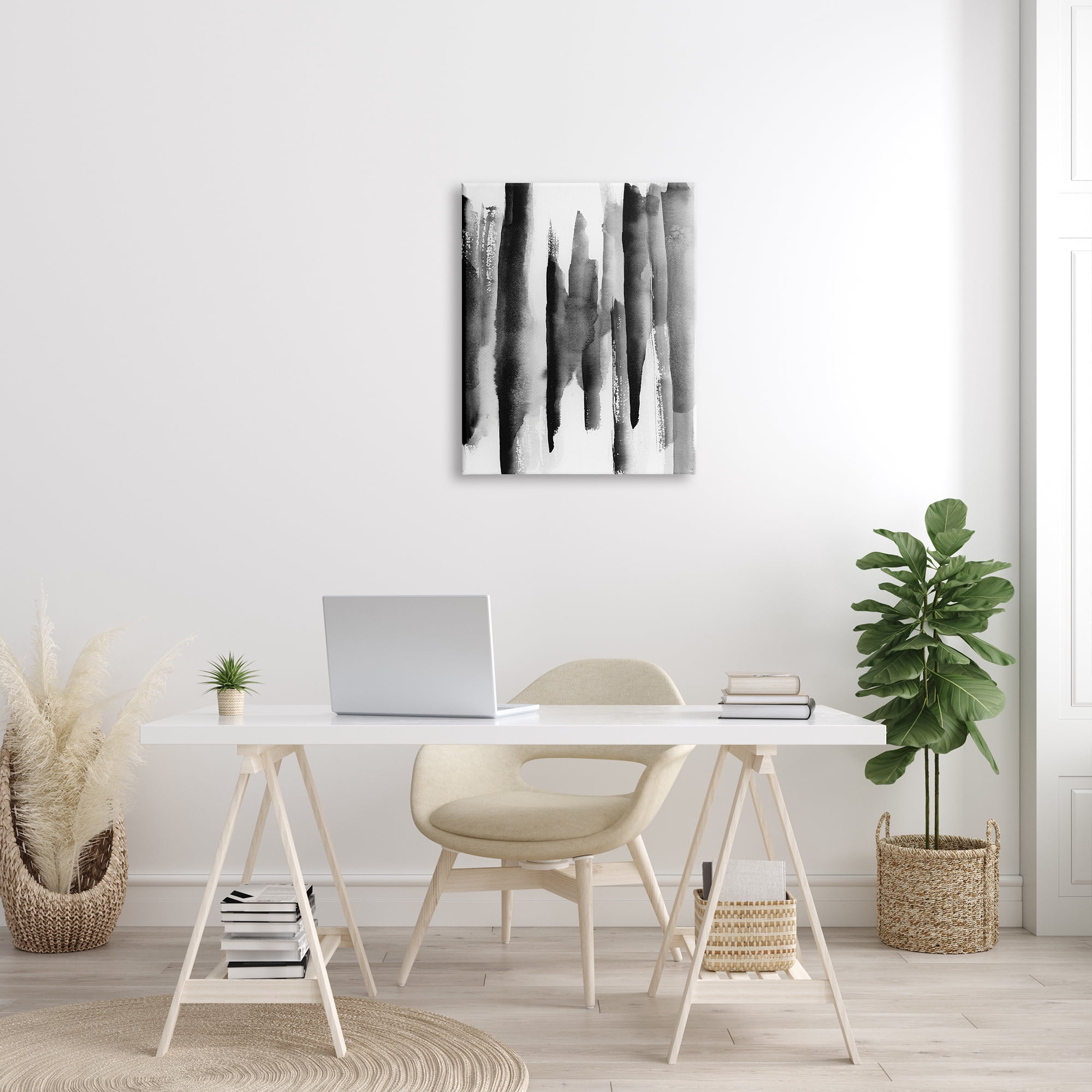 Stupell Indtries Modern Black Ink Abstract Landscape Watercolor over White,24 x 30,Design by VDK Atelier