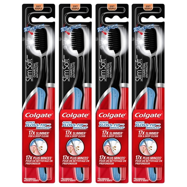 Cepillo de Dientes Colgate Slimsoft Carbón Suave Paquete de 4