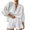 thumbnail image 2 of Censtreet Women's Short Sleeve Pajama Sets with Pockets Casual V Neck 2 Piece Lounge Sets, 2 of 3