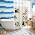 thumbnail image 5 of No Hook Shower Curtain, Japanese Shower Curtains for Bathroom with See Through Top Window, Farmhouse Cartoon Cats Green Vegetation Plants Waterproof & Washable Bath Curtain Stand Up Stall 36"x72", 5 of 9