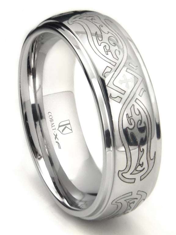 Cobalt Xf Chrome 8MM Laser Engraved Celtic Dome Wedding Band Ring Sz 12.0