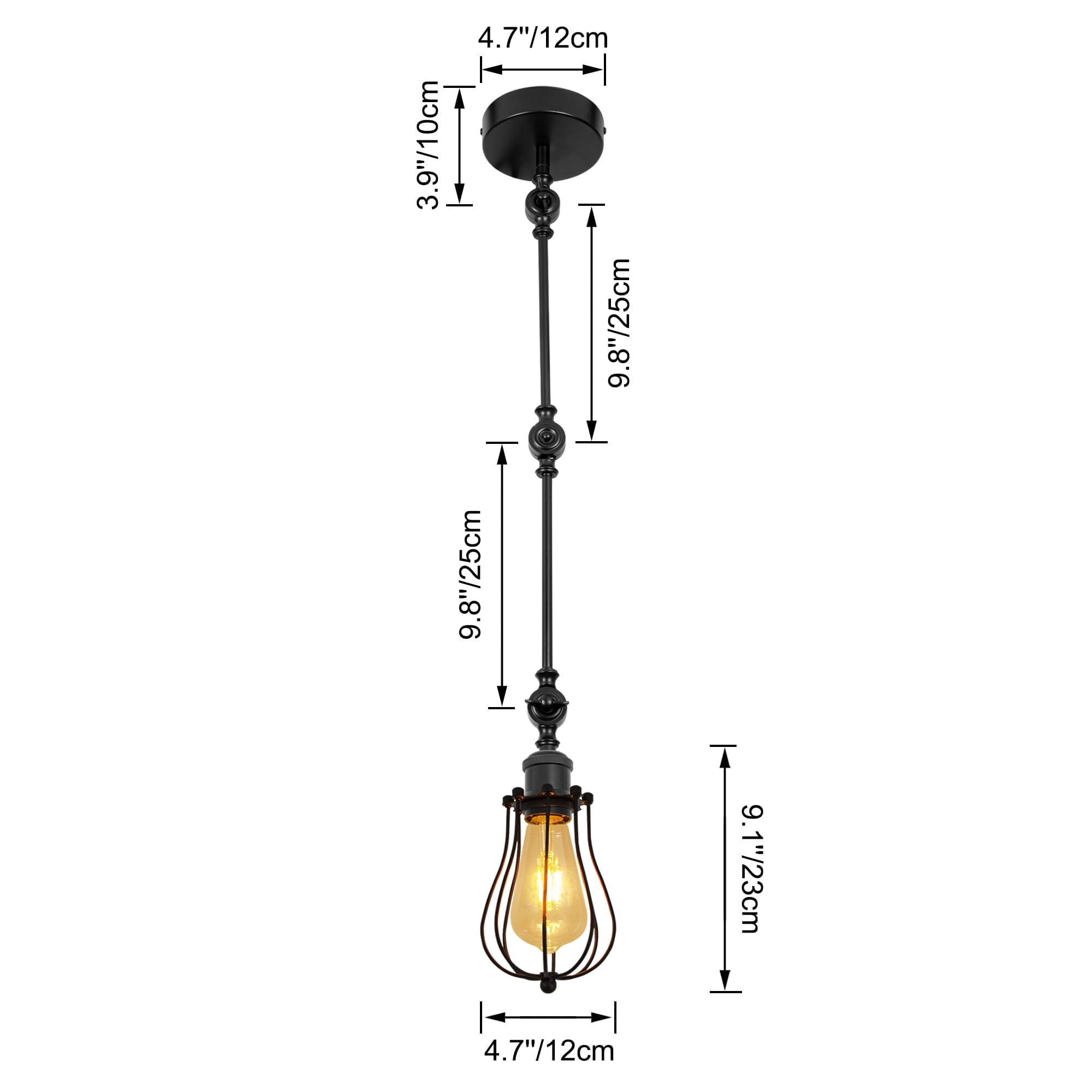 Kiven Pendant Light Fixture Adjustable Height,Black Swing Arm Hanging Lights Retractable Design with 15ft Plug-in Cord, Industrial Ceiling Pendant Light for Kitchen Island Picture Office TB0103
