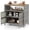Mix Grey, variant on Rattan Outdoor Storage Cabinet, Patiojoy Outdoor Cabinet with Acacia Wood Countertop, Open Compartment, 2-Door Wicker Sideboard, Outdoor Bar for Patio Garden Backyard Poolside (Brown)