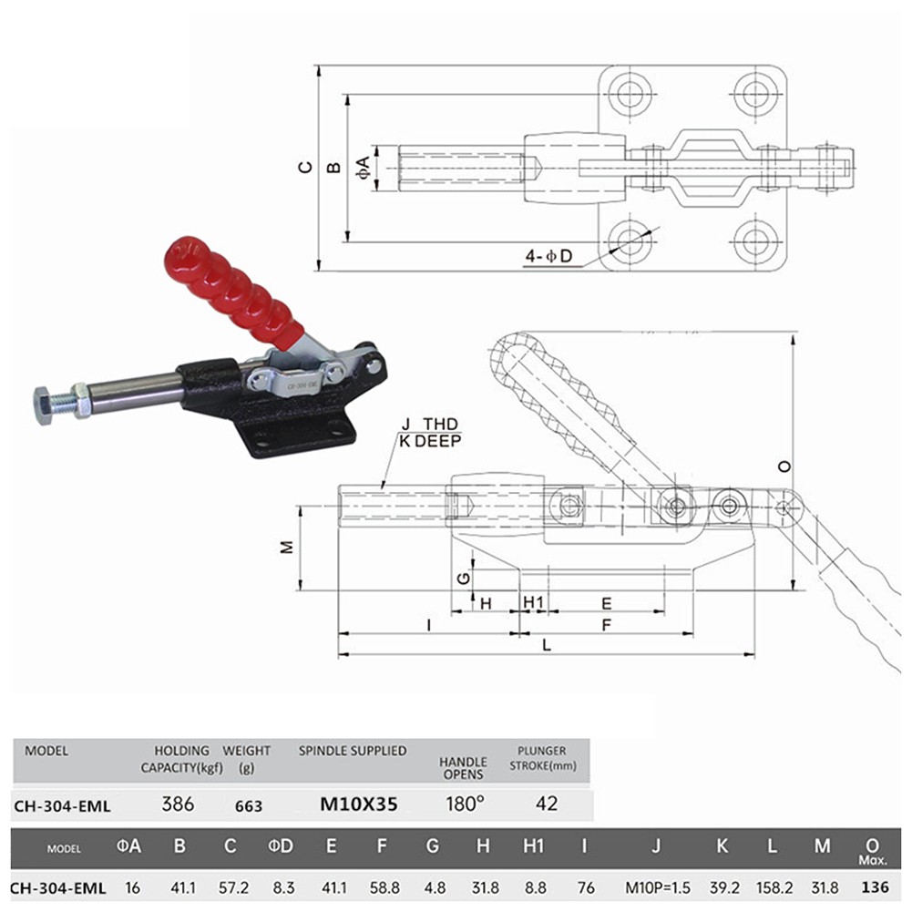 GH-304-EML Quick Release Toggle Clamp Vertical Clip Woodworking ...