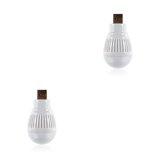 Transemion Camping USB Powered Light Bulb without Switch Lightbulbs Living Room Bedroom Emergency Flashlight Lighting Accessories White 2Set