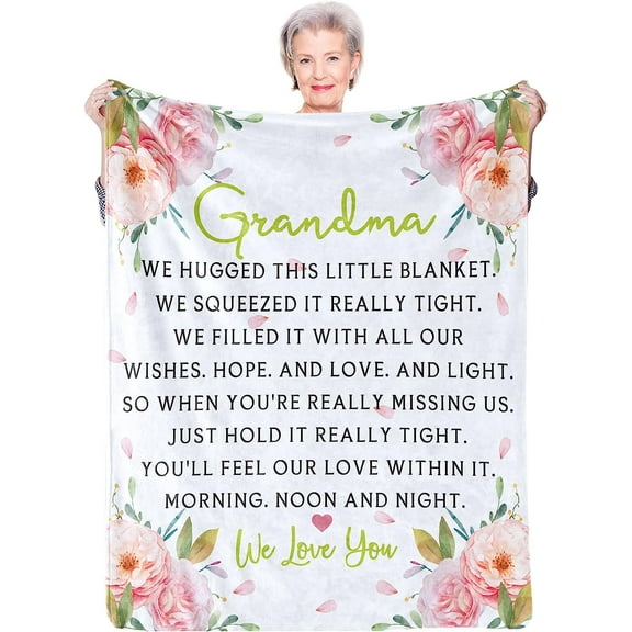 LHSHID Grandma Blanket Grandmother Throw Blanket with Words of Love Flannel Soft Grandma Gifts Blanket from Grandkids for Mother’s Day Grandma Birthday Gifts 30"x40"