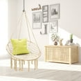 thumbnail image 2 of Gymax Hammock Chair Hanging Cotton Rope Macrame Swing Chair Indoor Outdoor Beige, 2 of 10