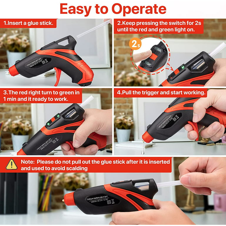 Hot Glue Gun 12V Cordless, 15s Fast Preheating Hot Glue Gun Kit, Mini  Wireless Rechargeable Glue Gun with 28 Piece Glue Sticks, For DIY Projects,  Arts, Crafts, Quick Repairs, and Home Decoration
