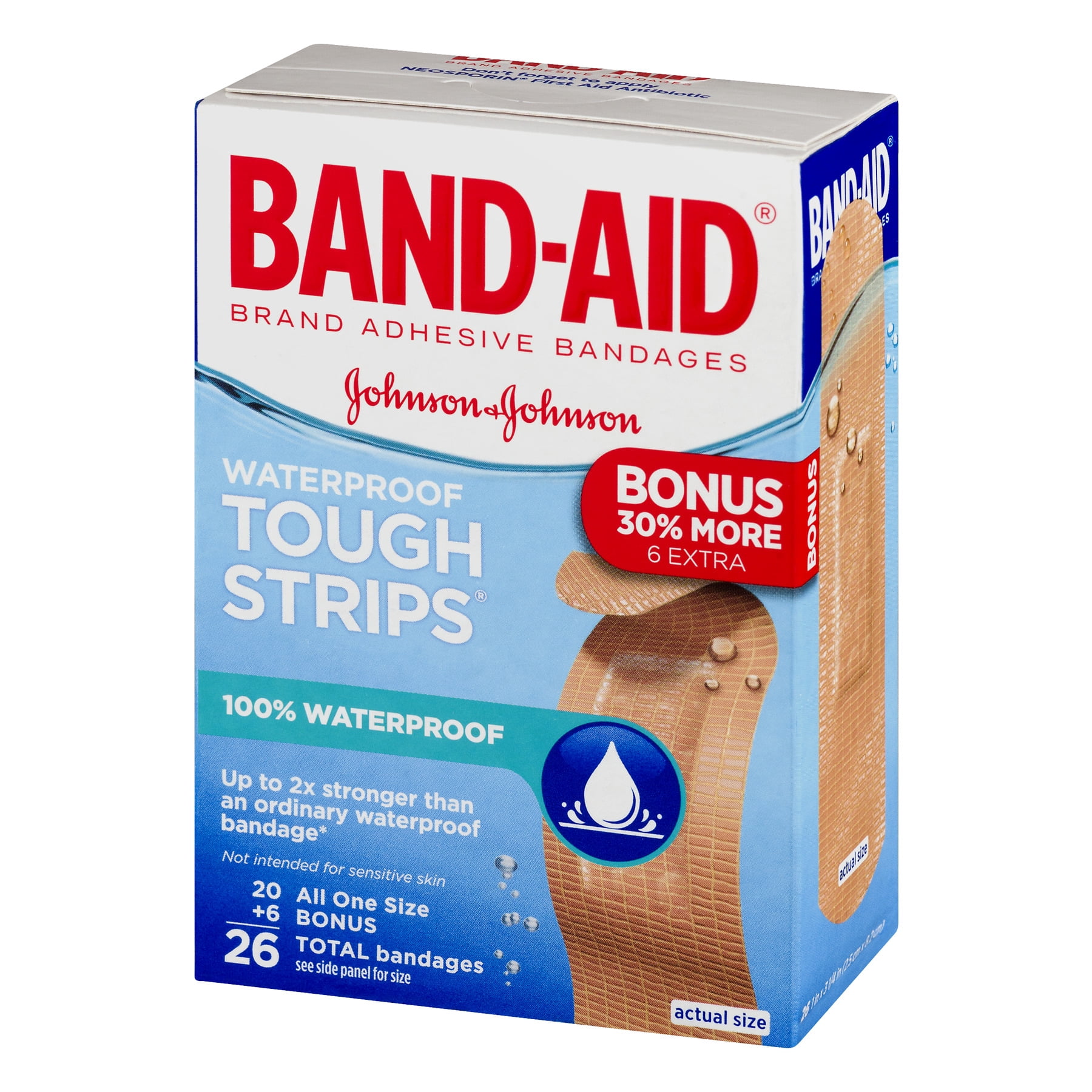 Band-Aid Adhesive Bandages Tough Strips Waterproof - 26 CT