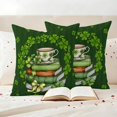 thumbnail image 3 of St. Patrick’s Day Shamrock Outdoor Waterproof Pillow Covers, Dark Green Books Cups Lucky Leaf Decorative Square Throw Pillowcase Sofa Cushion Sham for Patio/Couch/Chair, 16"x16" 2 Pack, 3 of 8