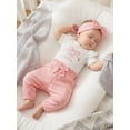 thumbnail image 5 of BemeyourBBs Preemie Newborn Baby Girl Little Sister Outfit Cute Infant Baby Girls Spring Summer Fall Clothes 0 3 6 Months Bow Ribbed Short Sleeve Romper Pants and Headband 3pcs Set, 5 of 9