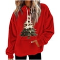 thumbnail image 4 of qelini Women Fleece Christmas Hoodies Xmas Tree Print Pullover Dropped Shoulder Long Sleeve Sweatshirts Casual Holiday Tops, 4 of 7