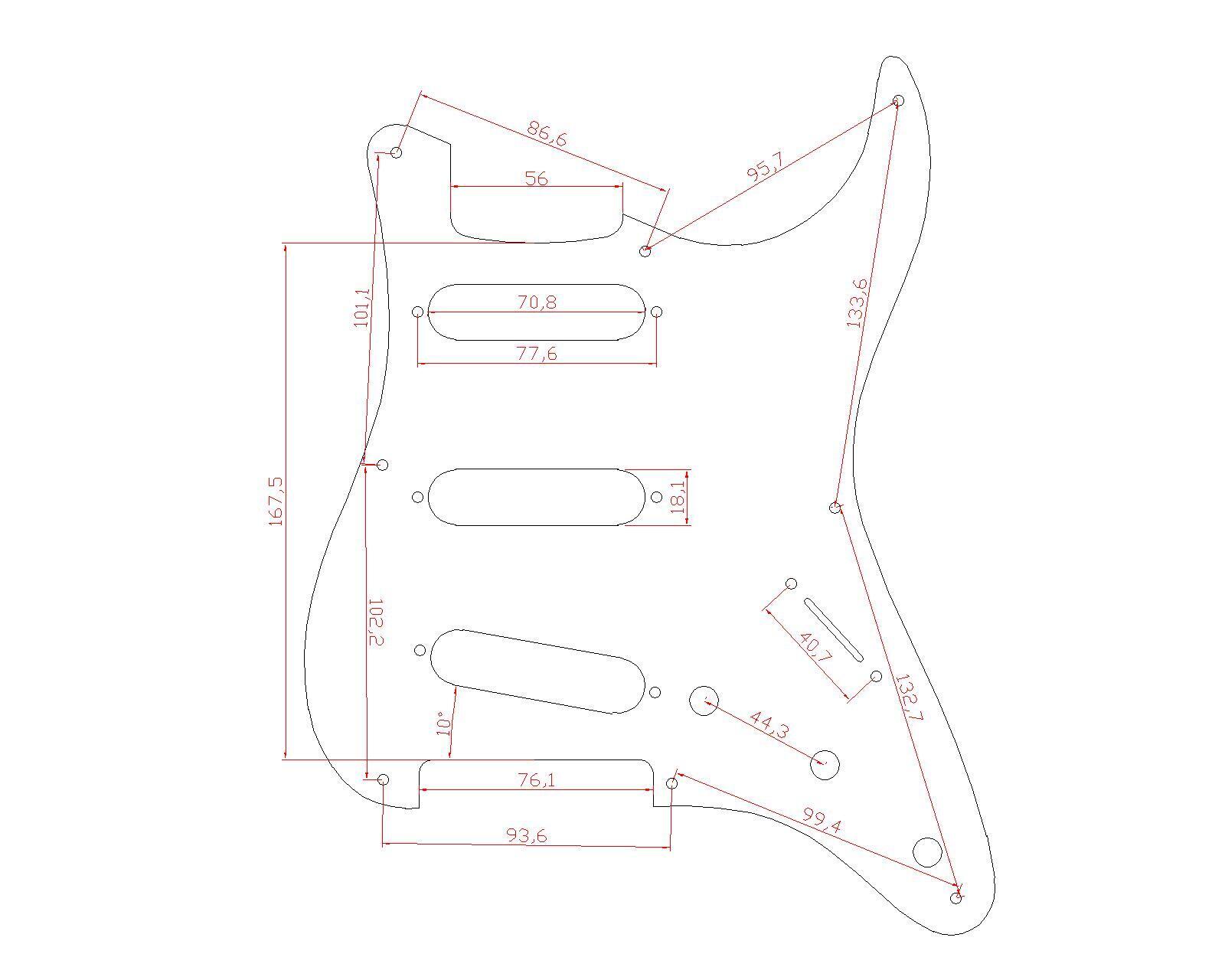 11 Holes SSS Anodized Aluminum Electric Guitar Pickguard for Fender ST SSS Guitar