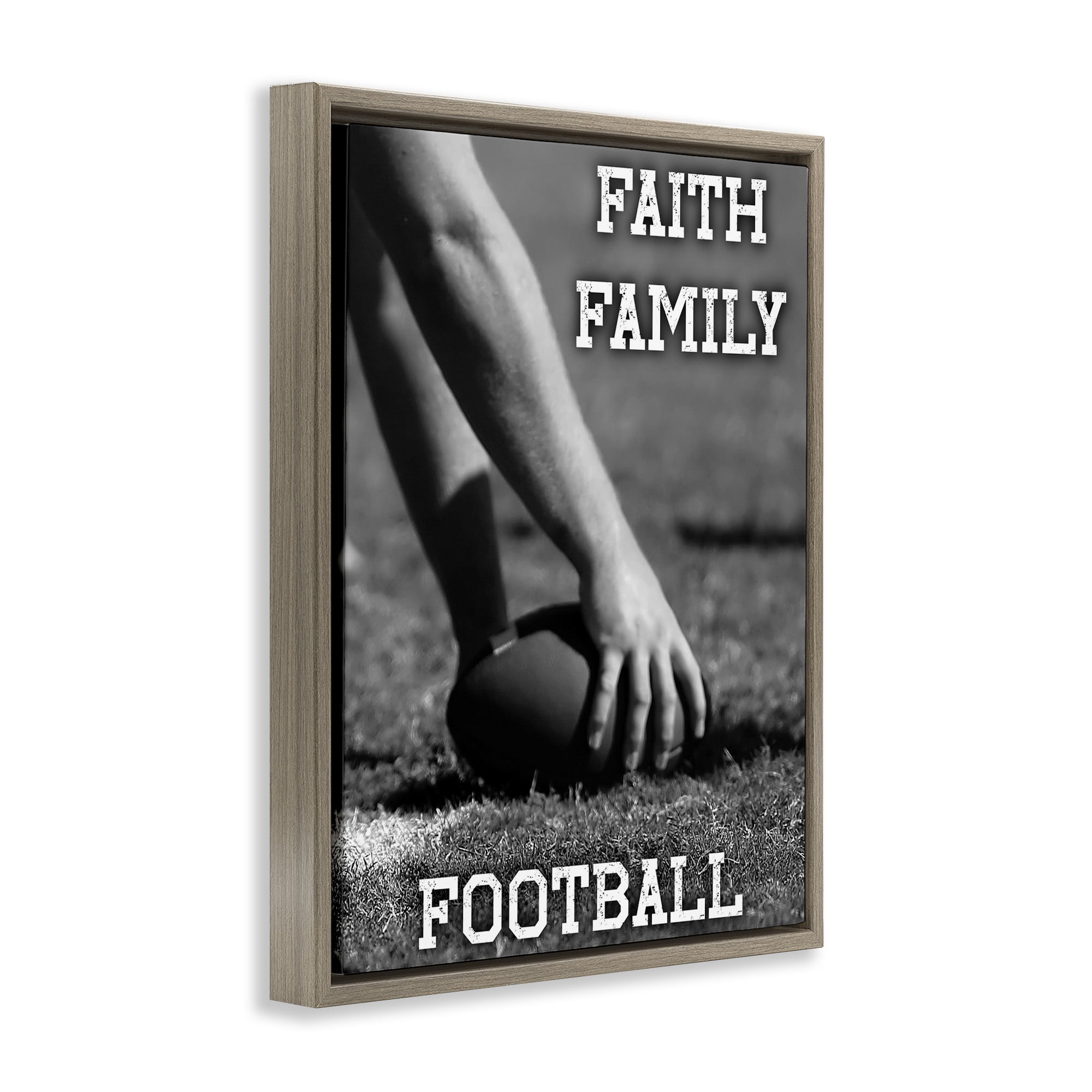 Stupell Industries Faith Family Football Hike Brown Framed Floater Canvas Wall Art, design by Marcus Prime
