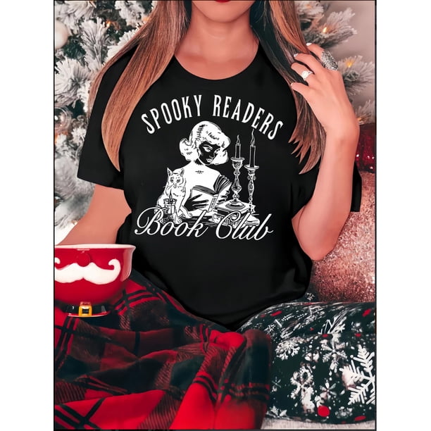 Camiseta De Mujer Camiseta De Verano Para Mujer Para Viajes En La Calle TrabajoWomen's Fun Cat & Letter Print T-Shirt - Casual Crew Neck, Short Sleeve, Stretchy Polyester Blend, Machine Washable - P