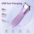 thumbnail image 3 of Nogroa Bikini Trimmer for Women, Pubic Hair Trimmer with Mirror & LED Light, Cordless Electric Razor Body Shaver for Trip, USB Rechargeable, IPX7 Waterproof, Ceramic Blade - for Silk Skin, Purple, 3 of 9