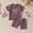 Purple, variant on NAISIBABY Girls 2-Piece Sets, Bow Cotton Crew Neck Short Sleeve Tops and Shorts Summer Casual Outfits Beige 2-3T