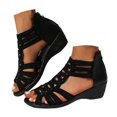 thumbnail image 1 of Mepaouo Women's Low Wedge Sandals Sparkly Rhinestone Open Toe Dress Shoes Zipper Back Platform Sandal, 1 of 7