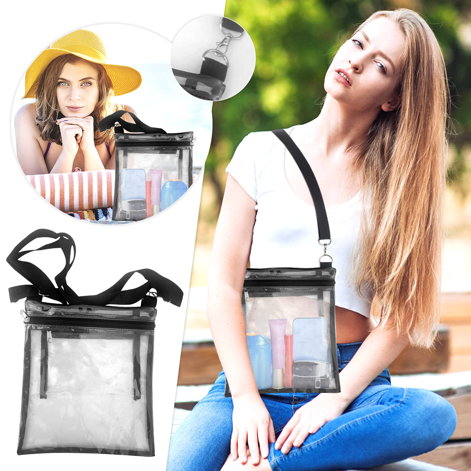 Outdoor Products Clearance,Transparent PVC Messenger Bag Tote Bag One