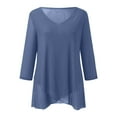 thumbnail image 3 of EDFBUYKRS Women's Plus Spring Tops for Women 2026 Womens Dressy 3/4 Sleeve Tunic Tops Asymmetric Hem Blouses Lightweight Mesh Shirt M, 3 of 4
