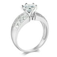 thumbnail image 3 of Wellingsale Ladies Solid 14k White Gold Polished CZ Cubic Zirconia Round Cut Engagement Ring with Side Stones - Size 7, 3 of 6