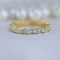 thumbnail image 3 of Aquamarine Wedding Band, 14k Yellow Gold Plated, Moissanite Diamond Band, Full Eternity Gold Band, 3 of 5