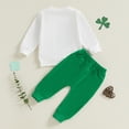 thumbnail image 4 of CPNG Baby Toddler My First St. Patrick’s Day 2-Piece Outfit Set - Long-Sleeve Graphic Sweatshirt + Shamrock Jogger Pants - Soft Comfy Kids’ Clothing for First St. Patrick’s Day Celebrations, 4 of 8