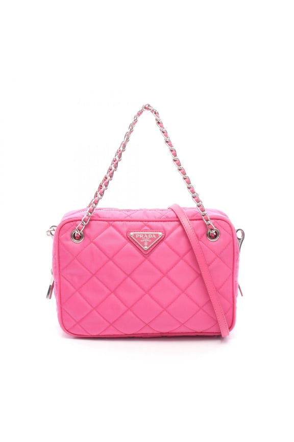 Pre-Owned Prada 2-way handbag, nylon and leather, women's, pink.