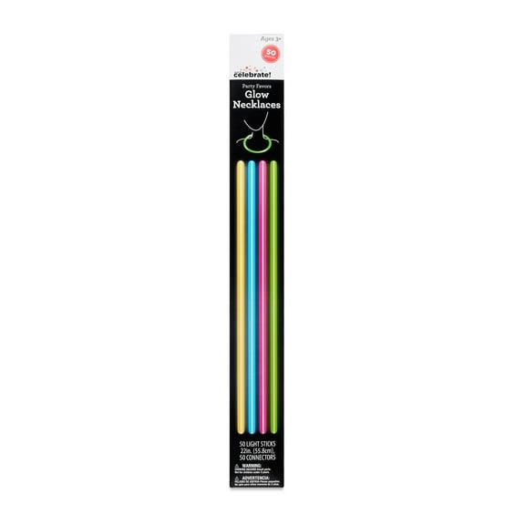 Multicolor Glow Necklaces, 22", 50 Count, Party Favors by Way To Celebrate