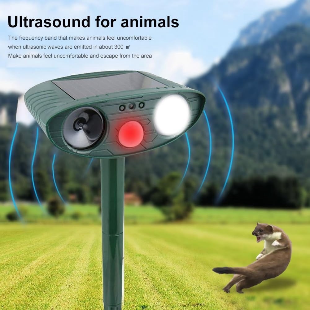 Animal Repellent Solar Powered with Motion Sensor, Flashing Light