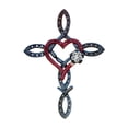 thumbnail image 5 of Pebbuoy Cross Pendant Vintage Heart Flower Pattern Metal Horseshoe Cross Wall Hanging Ornament for Outdoor Home Decoration, 5 of 7