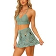 thumbnail image 4 of INSPIRE CHIC Women's 2 Pieces Bikini Set Hollow Out Cami Top Mini Skirt Summer Beach Crochet Knit Sets S Mint Green, 4 of 6