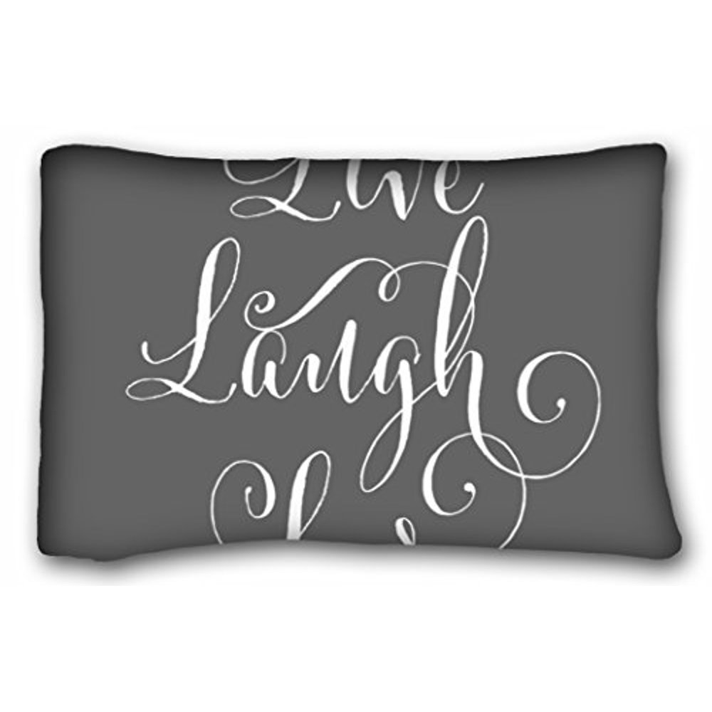WinHome Live Laugh Love Rectangle Pillow Case Charcoal Personalized