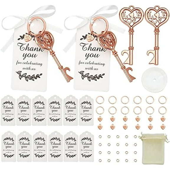 12 Set Love Bottle Openers Vintage Skeleton Key Bottle Opener Wedding Favors
