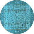 thumbnail image 1 of Ahgly Company Indoor Round Oriental Light Blue Industrial Area Rugs, 7' Round, 1 of 4