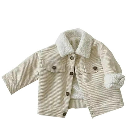 

Toddler Boys Girls Winter Long Sleeve Corduroy Lamb Warm Jacket Coat Outwear Begie Brown