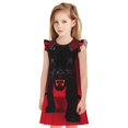 thumbnail image 1 of Vsdgher Robe de Nuit Noire Panthère Fond Rouge pour Filles Chemises de Nuit Manches Courtes à Volants Robe de Nuit Vêtements de Nuit Pyjamas pour Fête Pyjama-Grand, 1 of 6