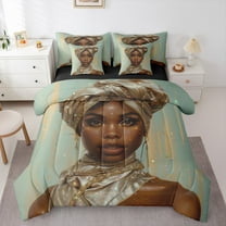 Manfei Colorful Sequin Print 7-Piece Twin Bedding Sets,Western Black Girl Bedding Comforter Set,African Princess Sheet Sets For Men Women,Microfiber Bedroom Decor Reversible