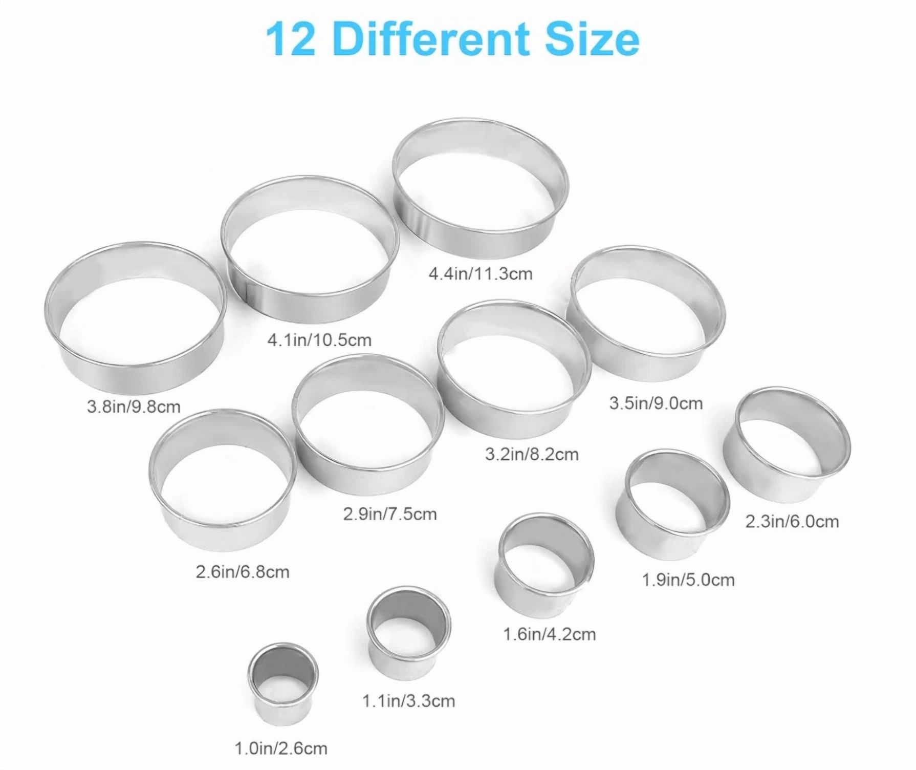 BUTTERFLY- 12 Pcs Cookie Biscuit Cutter Set Donut Hole Baking Round Ring Molds Cooking