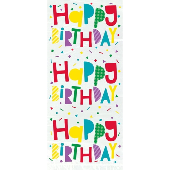 Colorful"Happy Birthday" Confetti Cellophane Bags (20 Pcs) - 1 Pack
